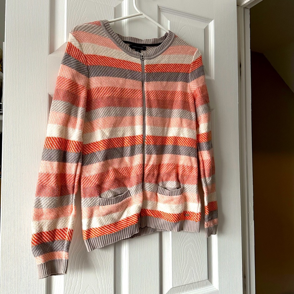 Tommy Hilfiger Striped Cardigan Pink Orange Silver Preloved